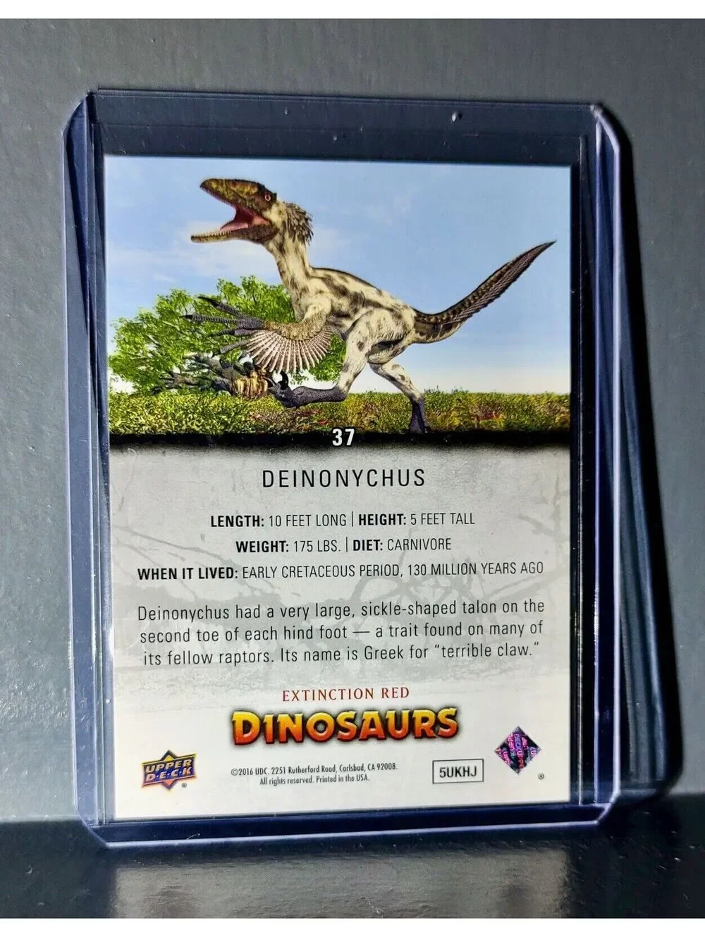 2015 Upper Deck Dinosaurs Deinonychus Extinction Red Parallel #37 Card